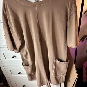 Free People Movement Hot Shot Tee Romper Latte Size M